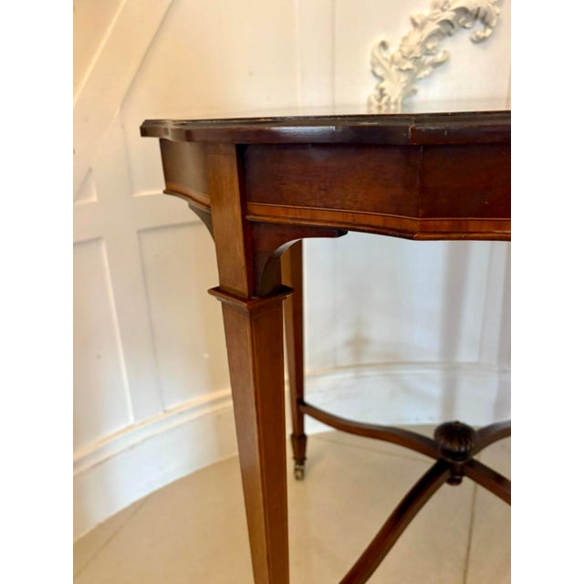 Wood Antique Edwardian Satinwood-Inlaid Centre/Lamp Table, 1900 For Sale - Image 7 of 14
