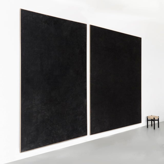 Large Black Paintings by Enrico Dellatorre, Set of 2 For Sale - Image 11 of 15