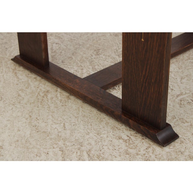 Stickley Harvey Ellis Inlaid Arts & Crafts Oak Desk For Sale - Image 11 of 17