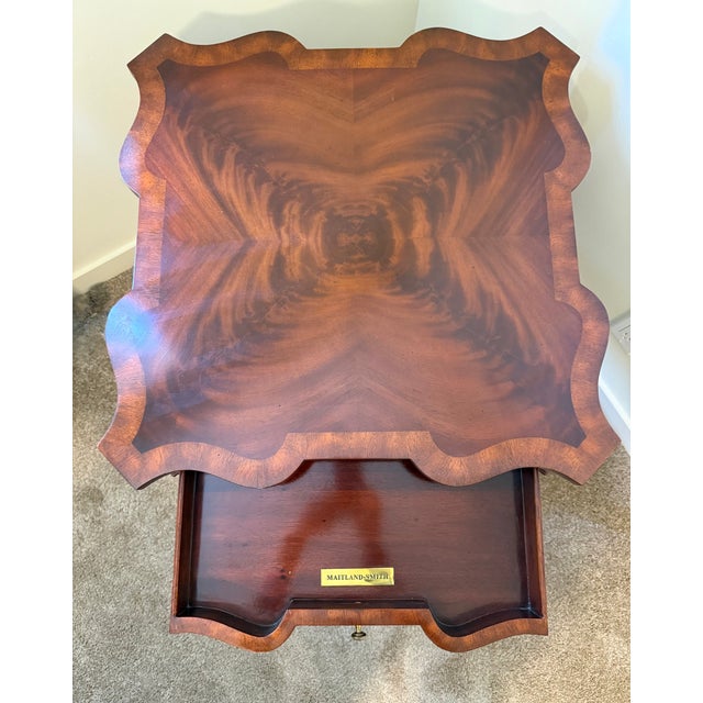 Wood 1990s Maitland-Smith Regency Style Mahogany Tiered Accent Table With Leather Pull-Out Slides For Sale - Image 7 of 7