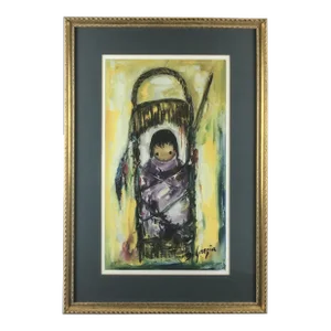 1996 “My Very Own Papoose” by Ettore “Ted” Degrazia Framed Print