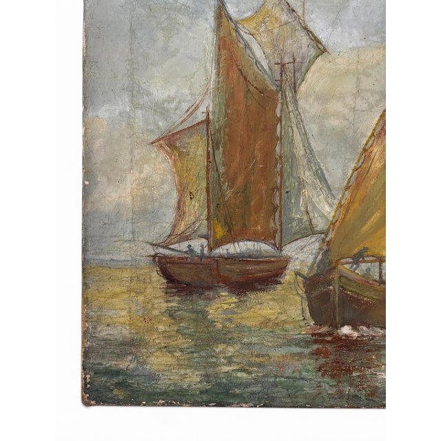 Charming 19th/20th Century French Impressionist Maritime Seascape – Oil on Canvas For Sale In Los Angeles - Image 6 of 15