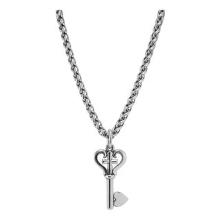 James Avery 925 Sterling Silver Key of Faith Heart Cross Charm Pendant Necklace For Sale