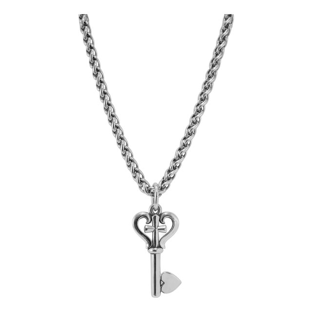 James Avery 925 Sterling Silver Key of Faith Heart Cross Charm Pendant Necklace For Sale