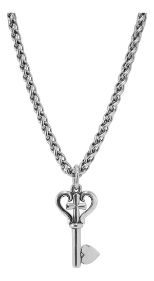 James Avery 925 Sterling Silver Key of Faith Heart Cross Charm Pendant Necklace