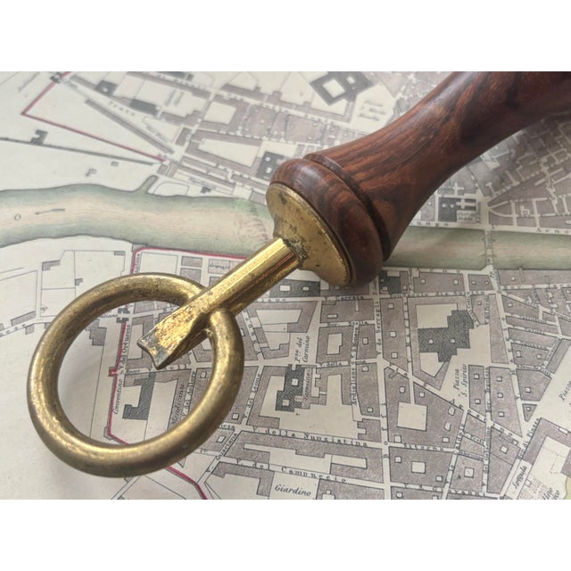 Maitland - Smith Vintage Italian Brass Wood Bottle Opener For Sale - Image 4 of 8