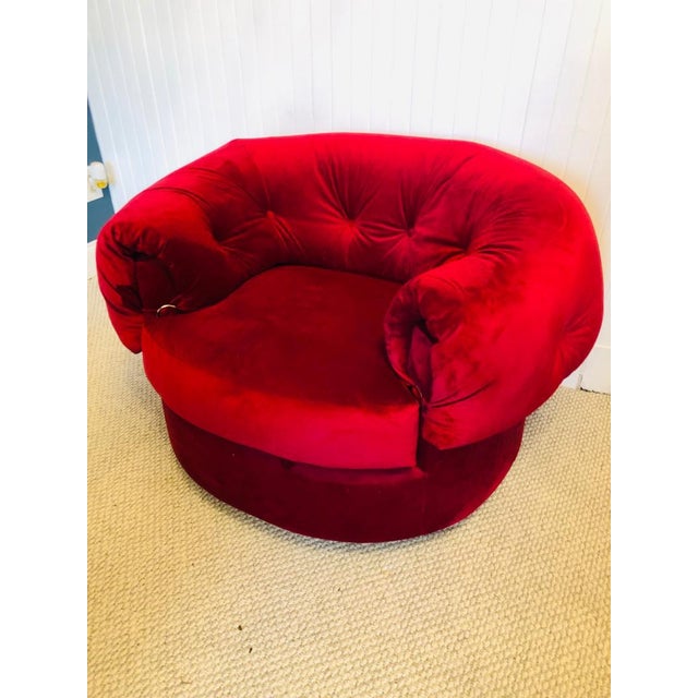 Mid-Century Modern 1960s Mid Century Large Scale Red Upholstered Chairs - a Pair For Sale - Image 3 of 8