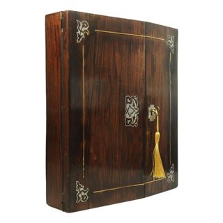 19th Century Rosewood Writing Slope with Inlay, Set of 5 For Sale