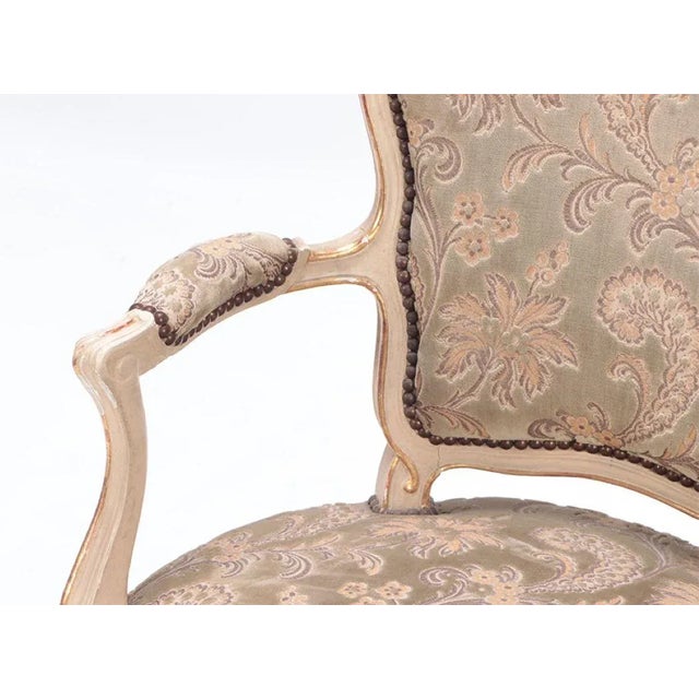 Early 20th Century A Gilt and Painted French Upholstered Open Armchair in the Louis XV Style Circa 1900. For Sale - Image 5 of 6