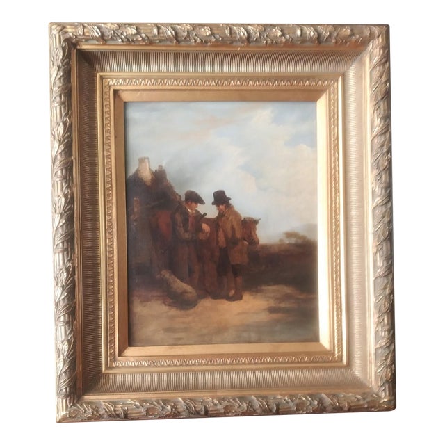 1860s British School Oil on Board Painting "What's Elsie Worth?" For Sale