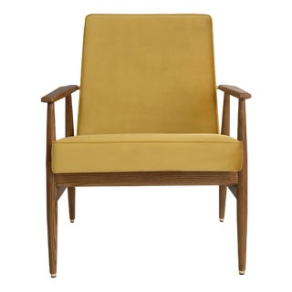Fox Lounge Chair in Mustard Velvet and Dark Wood, 2023 For Sale