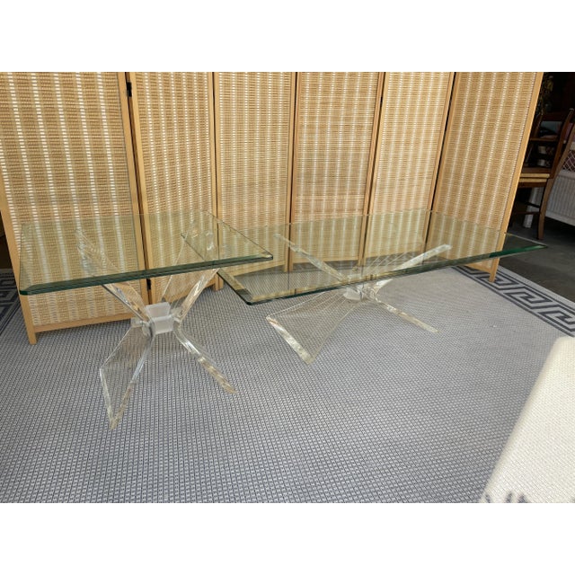 MCM Hollywood Regency Lucite Butterfly Wing Coffee & End Table Set For Sale In Naples, FL - Image 6 of 13