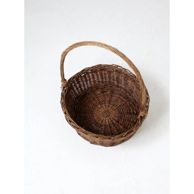 Vintage Wicker Handle Basket For Sale - Image 6 of 8