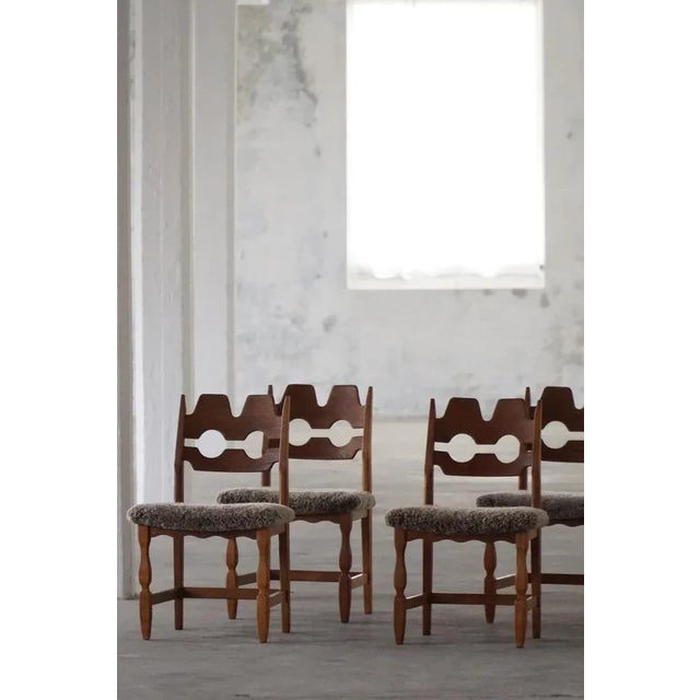 Vintage Razorblade Chairs in Oak and Lambswool by Henning Kjærnulf, 1960s, Set of 6 For Sale - Image 16 of 18