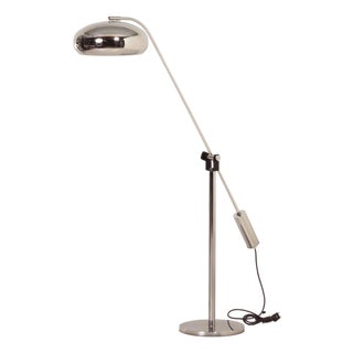 Chrome Space Age Floor Lamp with Adjustable Rod Arm, 1970s For Sale
