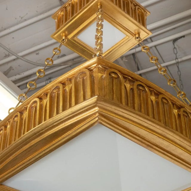 Gold Two-Tier Giltwood Pendant by Carlos Villegas For Sale - Image 8 of 10