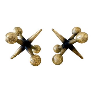 Mid-Century Cast Iron Pair of Jacks Bookends in Bill Curry/George Nelson Style For Sale