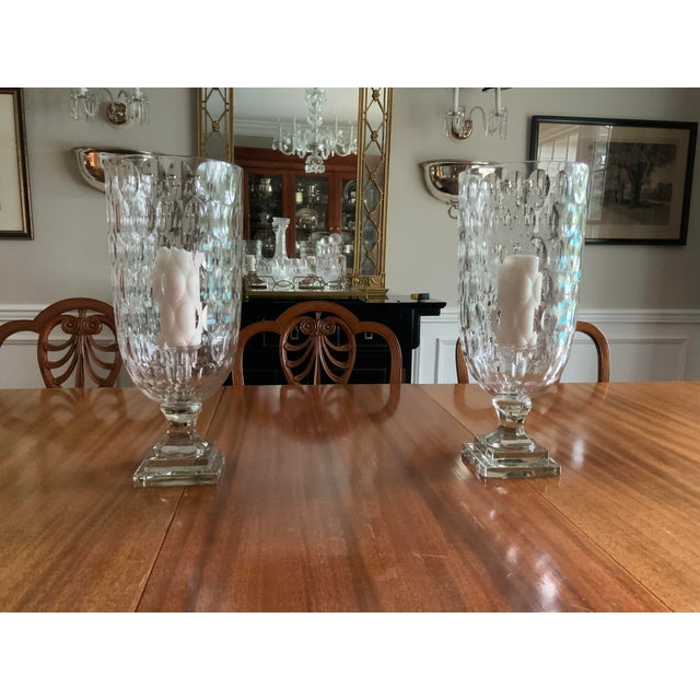 2000s Cut Glass Hurricane Candle Holders a Pair Chairish