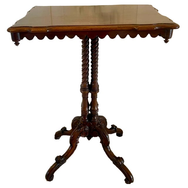 Antique Victorian Figured Walnut Lamp Table, 1860s For Sale