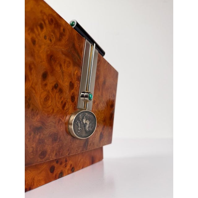 Gold Italian Mid-Century Elm Burl Decorative Box with Mythological Bas-Relief, 70s, 1970s For Sale - Image 8 of 17