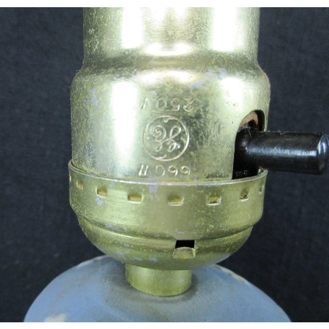 Ceramic Vintage Occupied Japan Wedgwood Jasperware Pattern Table Lamp For Sale - Image 7 of 8