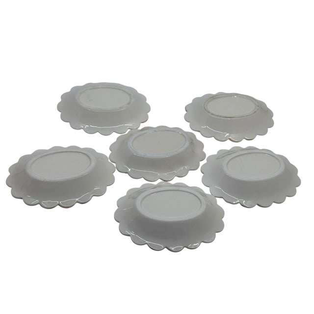 Vintage Ceramic Basketweave and Peach Decorative Dish Set - A Set of 6 For Sale - Image 10 of 10