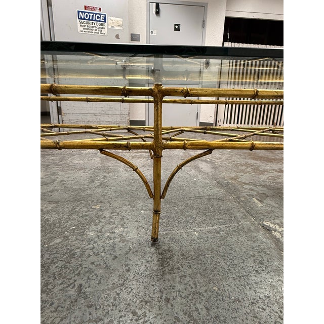 Vintage Golden Faux Bamboo Coffee Table For Sale - Image 11 of 12