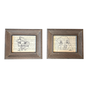 Two Contemporary Original Wayne Cunningham Abstract Figure Marker Drawings - Set of Two