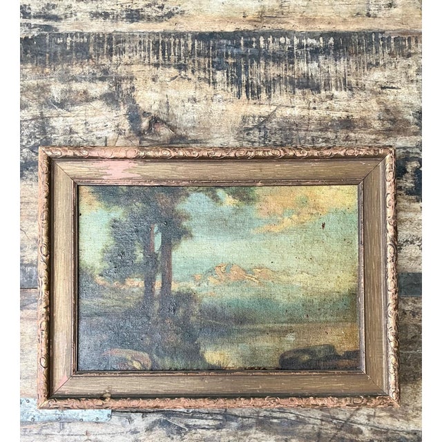 Vintage Landscape Oil Painting in Gilt Frame For Sale - Image 4 of 10