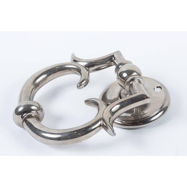 Traditional Large Nickel Door or Furniture Handle For Sale - Image 3 of 7