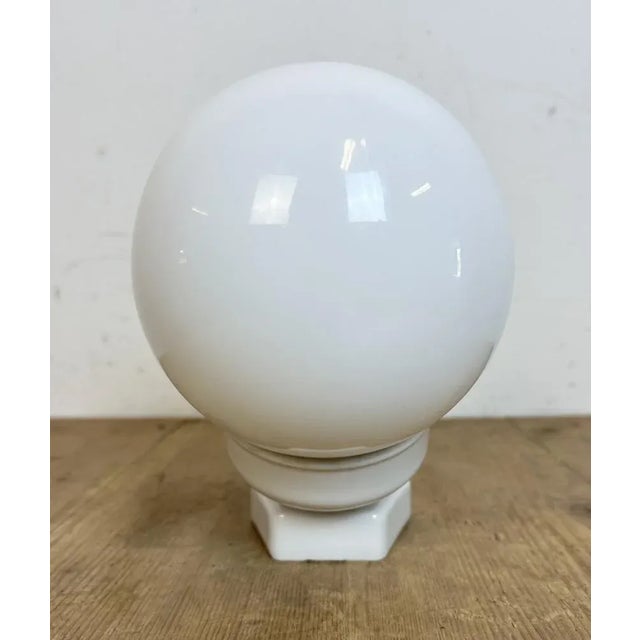 Vintage White Porcelain Wall Light with Milk Glass, 1960s For Sale - Image 6 of 12