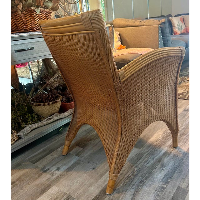 Wood Vintage Palecek Wicker Rattan Bamboo Chair Coastal Mid Century Modern Boho Chic For Sale - Image 7 of 11