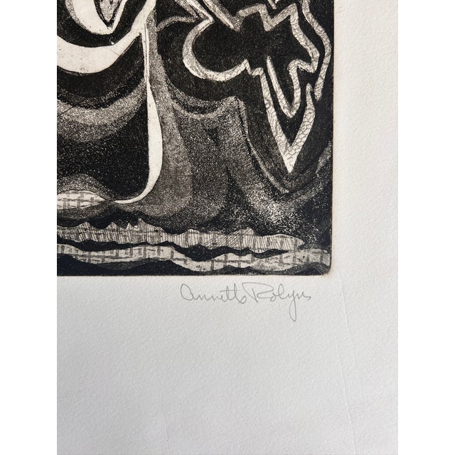 Mid-Century Modern Annette Robyns Signed Original Etching 1960s Vintage Modernist Art For Sale - Image 3 of 4