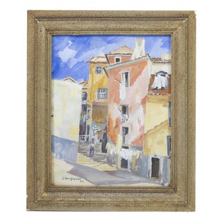 António Sampaio, Street, 1942, Watercolor For Sale