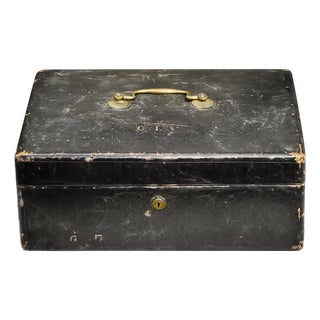 Late 19th Century Nice Asprey Antique Victorian Black Leather Desk Writing Stationary Box For Sale