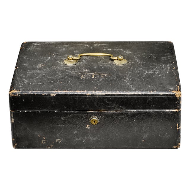 Late 19th Century Nice Asprey Antique Victorian Black Leather Desk Writing Stationary Box For Sale