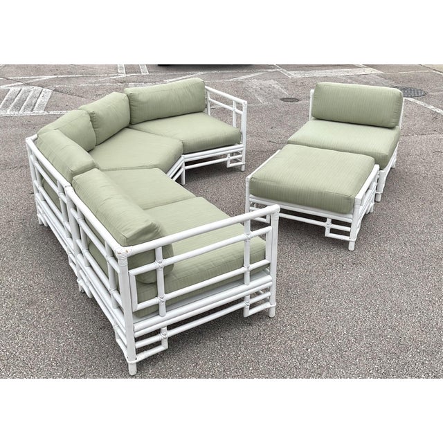 Vintage Rattan and Fabric Sectional Sofa After Ficks Reed For Sale - Image 17 of 18