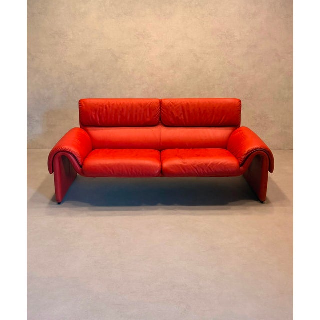 Red Leather DS-2011 Sofa from de Sede, 1980s For Sale - Image 6 of 16