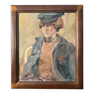 Vintage Oil on CanvasPortrait of a Boy | Signed Abby Walker For Sale