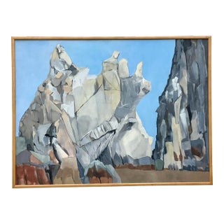 Vintage Boho Modernist Landscape Oil on Canvas Painting For Sale