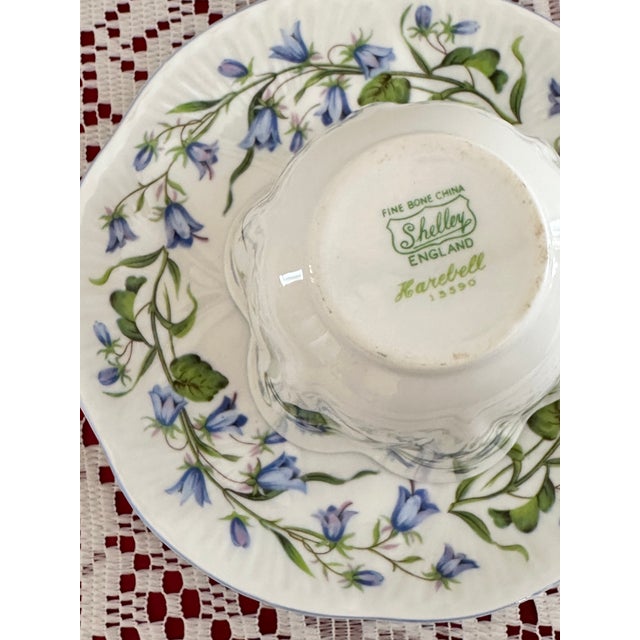 1950s 1950s Shelley Harebell Blue Tea Cup & Saucer: Dainty English Bone China Teacup For Sale - Image 5 of 7