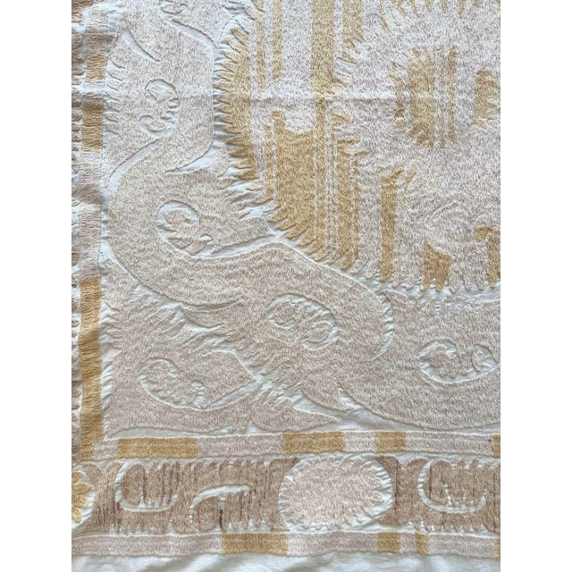 Neutral Tan Central Asian Suzani Wall Hanging For Sale - Image 9 of 9