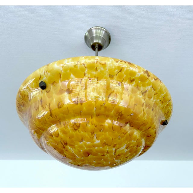 Art Deco Amber Glass Pendant Light, 1930s For Sale - Image 9 of 18