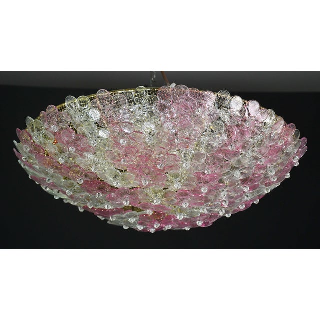 1970s Wonderful Extra Large Size Pink Murano Glass Ceiling Light Flower by Seguso For Sale - Image 10 of 15