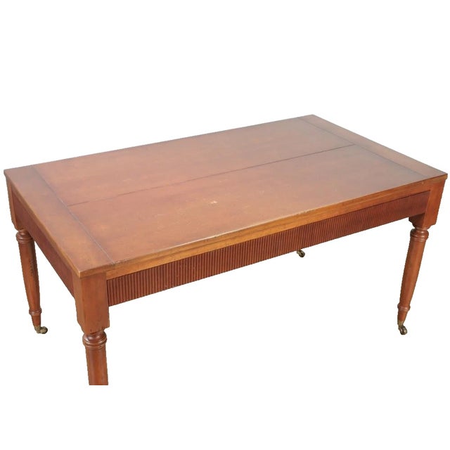 Baker Furniture Company Late 20th Century Baker Milling Road Distressed Teak Writing Desk on Casters For Sale - Image 4 of 6