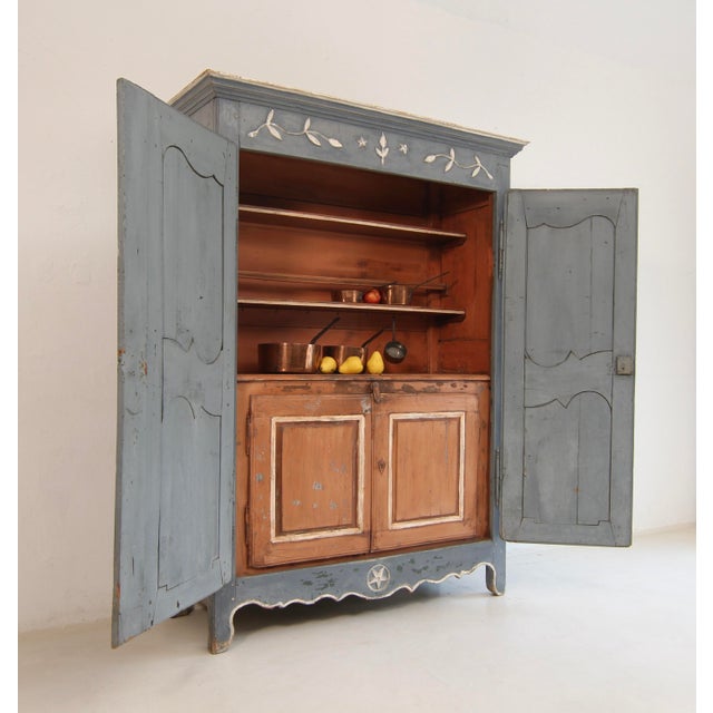 19th Century French Provincial Painted Pine Kitchen Cabinet For Sale - Image 6 of 18