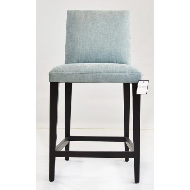 Modern Le Jeune Upholstery Cutler Counter Stool Floor Model With Wood Footrest For Sale - Image 3 of 6