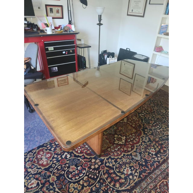 Wood Stow & Davis Mid Century Modern Walnut Boomerang Fan Executive Desk For Sale - Image 7 of 7