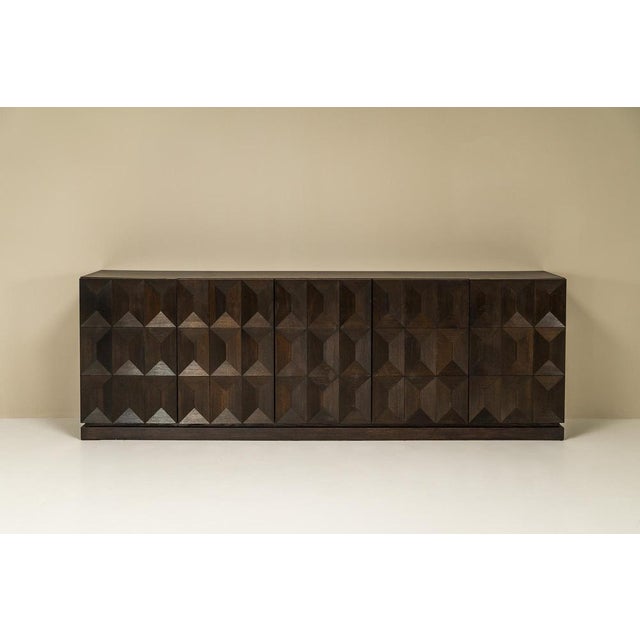 Brutalist Sideboard in Dark Stained Oak from Defour, Belgium, 1970s For Sale - Image 11 of 11