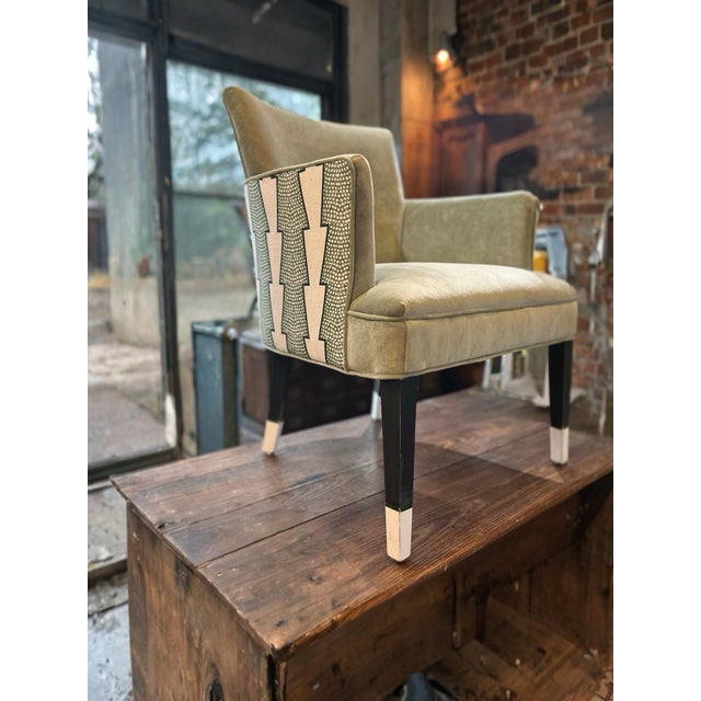 Green 1950s Little Side Chair Reupholstered in Ottoline Fabric For Sale - Image 8 of 9